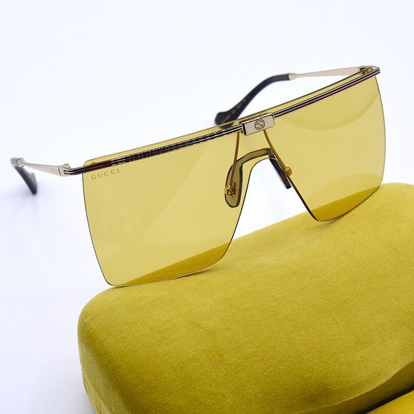 NEW GUCCI GG1096S 003 UNISEX GOLD YELLOW LENS AUTHENTIC SUNGLASSES - Picture 4 of 16